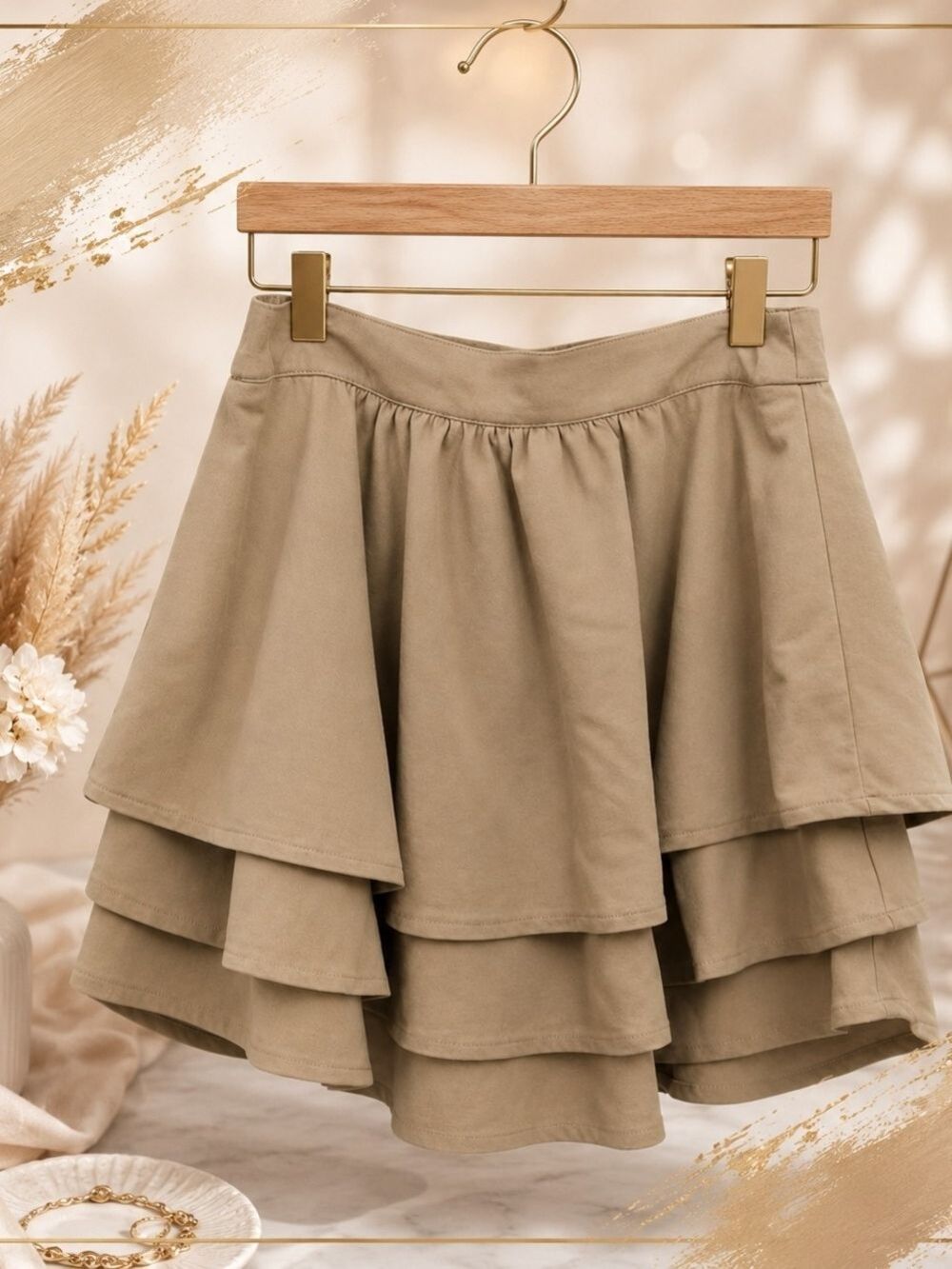 Nautica Girls Layered Khaki Skort